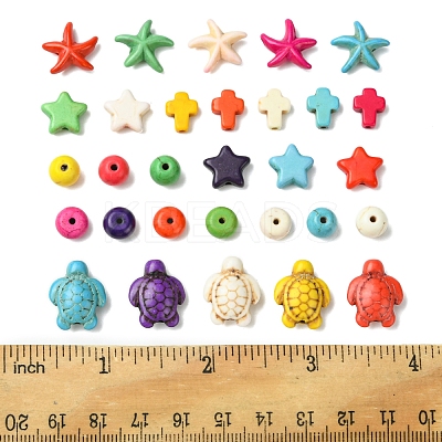 100Pcs 6 Styles Synthetic Turquoise Beads Sets TURQ-FS0001-05-1