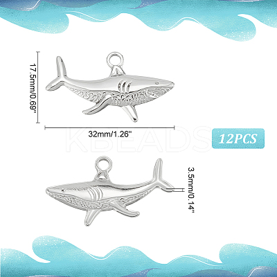 12Pcs 304 Stainless Steel Pendants STAS-UN0050-48P-1