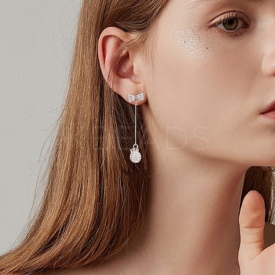 2Pairs 2 Color Brass Micro Pave Cubic Zirconia Earring Findings with Loop DIY-SZ0008-41-1