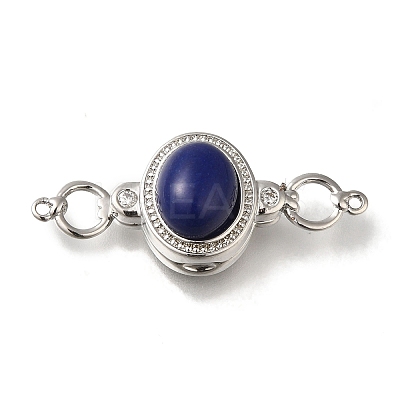 Brass Micro Pave Clear Cubic Zirconia Magnetic Clasps KK-H480-44P-1