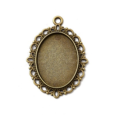 Oval Antique Bronze Color Zinc Alloy Pendant Settings for Cabochon & Rhinestone X-PALLOY-A15257-AB-LF-1