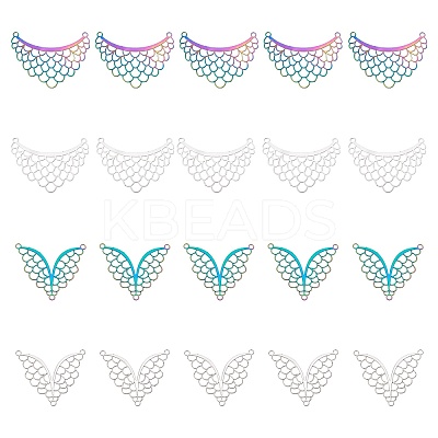 40Pcs 4 Style Ion Plating(IP) 201 Stainless Steel Chandelier Component Links STAS-DC0001-71-1