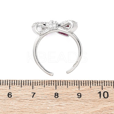 Brass Micro Pave Cubic Zirconia Cuff Rings for Women RJEW-A062-01P-1