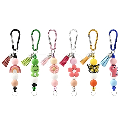 Silicone & Faux Suede Tassel Pendant Decoration HJEW-YW00100-01-1