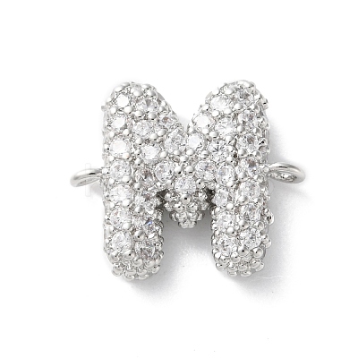 Brass Micro Pave Cubic Zirconia Letter Links KK-I717-04M-P-1