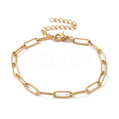 PVD Vacuum Plating 304 Stainless Steel Paper Chain Bracelet for Men Women BJEW-E031-13G-01-1