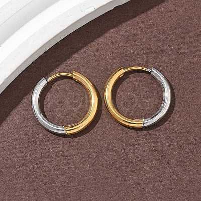 304 Stainless Steel Two Tone Hoop Earrings EJEW-P313-02C-G-1