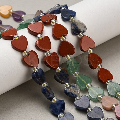 6 Styles Natural Topaz Jade & Rhodonite & Green Aventurine & Red Jasper & Sodalite & Amethyst Beads Strands G-F811-A03-02-1