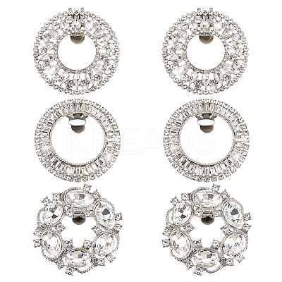 6Pcs 3 Styles Alloy Rhinestone Shoe Buckle Clips AJEW-PH0011-57-1