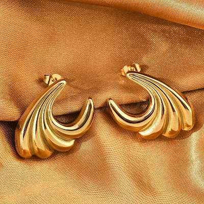 304 Stainless Steel Sea Wave Stud Earrings EJEW-M073-07G-02-1