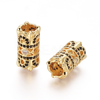 Brass Micro Pave Cubic Zirconia European Beads OPDL-L016-03A-G-1