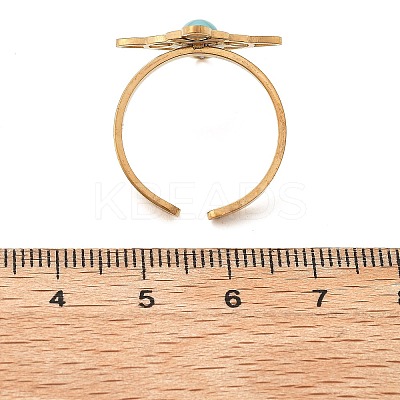 Synthetic Turquoise Finger Rings LS-RJEW-I110-02G-01-1