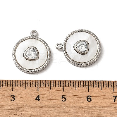 304 Stainless Steel Pave Crystal Rhinestone Pendants with Shell STAS-L022-331P-1