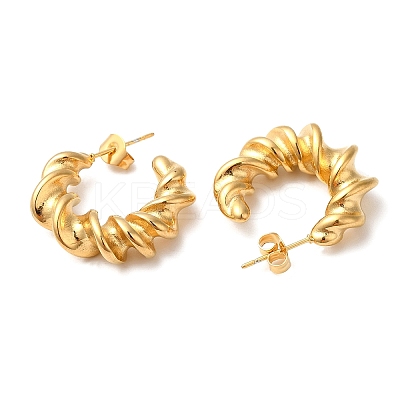 Ion Plating(IP) 304 Stainless Steel Twist Round Earrings EJEW-K244-29G-1
