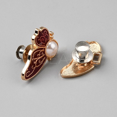 Butterfly Shape Alloy Enamel Adjustable Jean Button Pins FIND-WH0609-77KCG-02-1