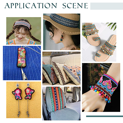 Ethnic Style Embroidery Polyester Ribbons OCOR-WH0070-10F-03-1