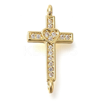 Brass Pave Clear Cubic Zirconia Connector Charms KK-M101-02F-G02-1