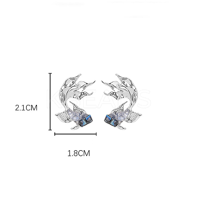 Fish Alloy Glass Stud Earrings FS-WG4D6D9-01-1