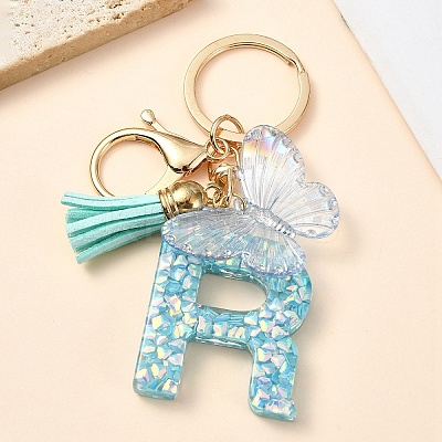 Resin & Acrylic & Faux Suede Tassel Keychain KEYC-YW00117-18-1