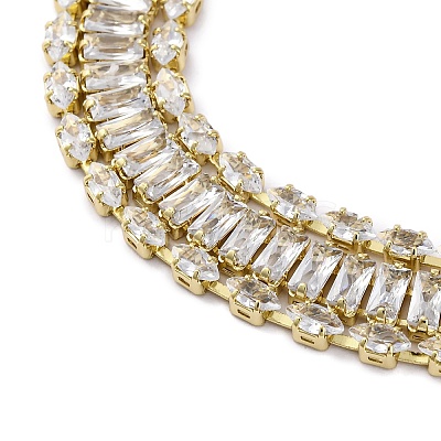 Brass Micro Pave Cubic Zirconia Bracelets for Women BJEW-R100-04G-02-1