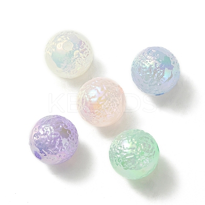 UV Plating Rainbow Iridescent Imitation Jelly Acrylic Beads OACR-K003-005-1