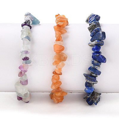 Chip Natural Gemstone Beaded Stretch Bracelets Sets BJEW-JB05700-1
