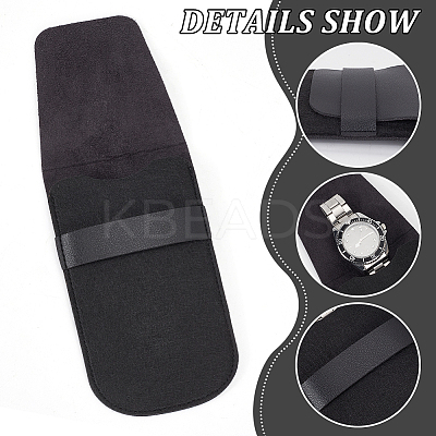 Portable PU Leather & Felt Single Watch Pouch Storage Bags ABAG-WH0248-501A-1