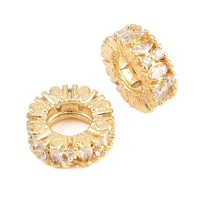 Brass Micro Pave Clear Cubic Zirconia European Beads KK-B186-20G-1