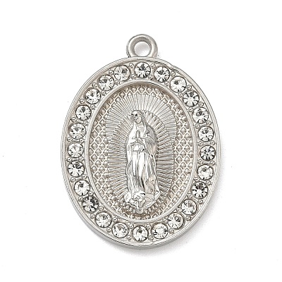 304 Stainless Steel & Rhinestone Pendants STAS-G371-09E-01P-1