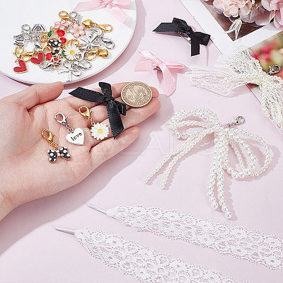 30Pcs 15 Styles Alloy & Resin & Plastic Imitation Pearl Shoes Charms HJEW-HY00121-1