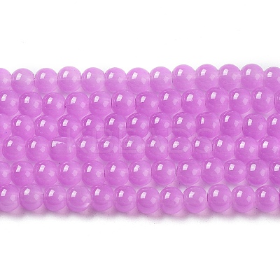 Baking Paint Imitation Jade Glass Round Bead Strands X-DGLA-Q021-4mm-44-1