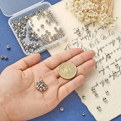 200Pcs 4 Styles Rack Plating and PVD Vacuum Plating Brass Round Spacer Beads KK-CJ0001-91-1