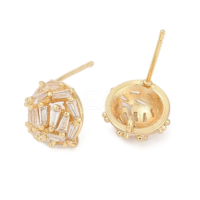 Brass Micro Pave Cubic Zirconia Stud Earring Findings KK-Z094-12G-1