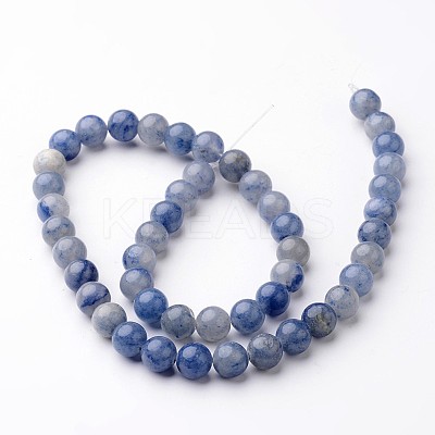 Round Natural Dyed & Heated Blue Aventurine Bead Strands G-J346-23-8mm-1