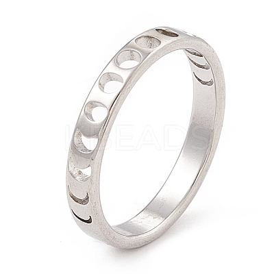 Non-Tarnish 201 Stainless Steel Moon Phase Finger Ring for Women RJEW-A006-03P-1