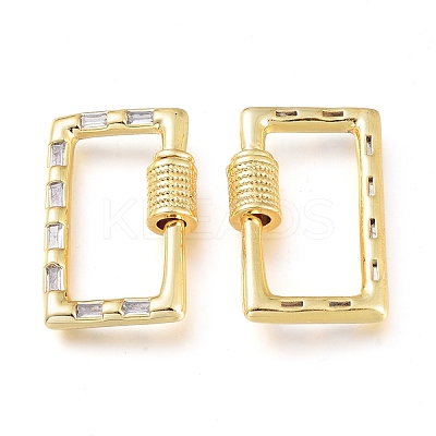 Brass Micro Pave Cubic Zirconia Screw Carabiner Lock Charms KK-M206-12G-01-1