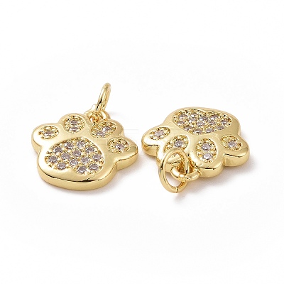 Brass Cubic Zirconia Charms ZIRC-I062-34G-1