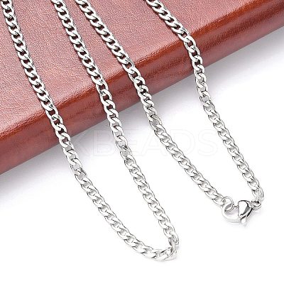 Non-Tarnish 304 Stainless Steel Curb Chain Necklace Making X-STAS-A028-N108P-1