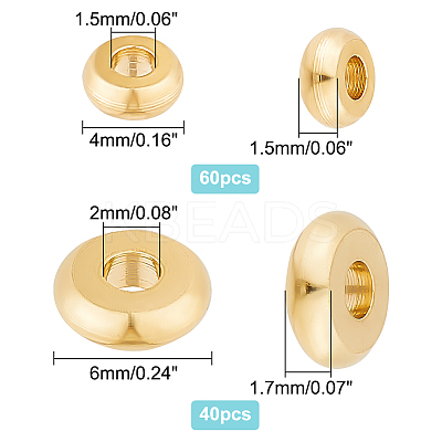 100Pcs 2 Style Brass Beads KK-DC0002-13-1