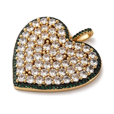 Brass Micro Pave Cubic Zirconia Pendants KK-U076-18G-02-1