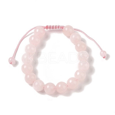 10mm Round Dyed Natural Rose Quartz Braided Bead Bracelets BJEW-C067-01C-20-1