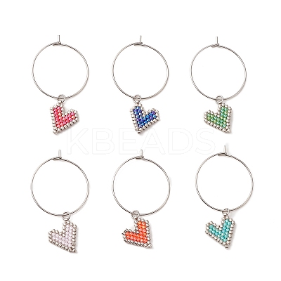 Glass Heart Wine Glass Charms AJEW-JO00191-1