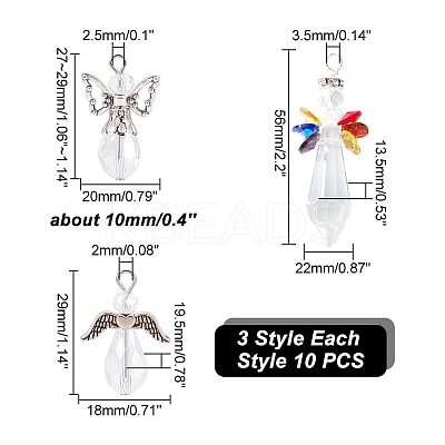 30Pcs 3 Style Electroplate Glass Pendants FIND-AR0003-80-1