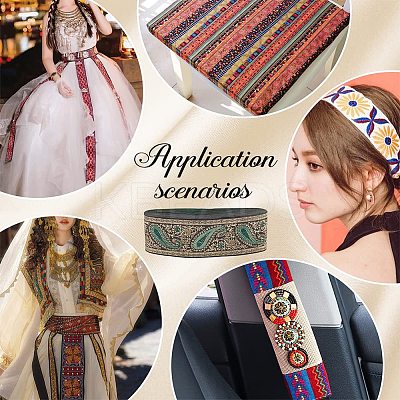Ethnic Embroidery Polyester Flat Ribbons OCOR-WH0060-39B-1