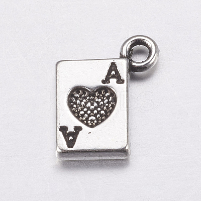 Antique Silver Plated Tibetan Style Zinc Alloy Poker Ace Pendants X-AC0322-1