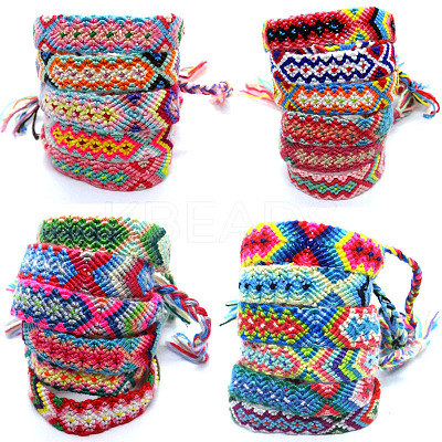 Cotton Braided Rhombus Pattern Cord Bracelet FIND-PW0013-003A-1