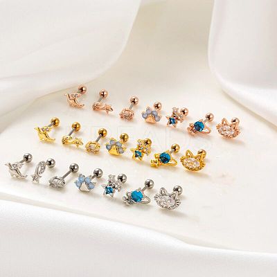 316L Stainless Steel Cubic Zirconia Cartilage Earrings for Women WGF6ABA-22-1