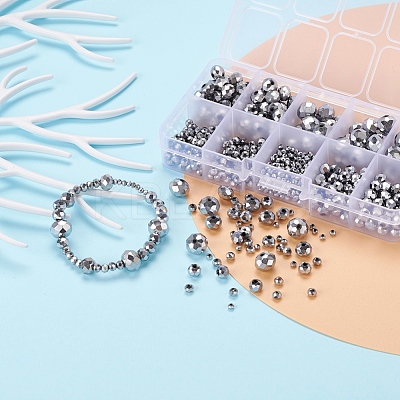 710Pcs Electroplate Transparent Glass Beads Strands DIY-YW0003-07-1
