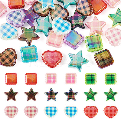30Pcs 3 Styles Rainbow Iridescent Printed Opaque Acrylic Beads OACR-TA0004-52A-1