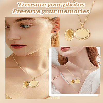 1Pc 304 Stainless Steel Flat Round Locket Pendant Cable Chain Necklaces for Women NJEW-LP0001-16-1